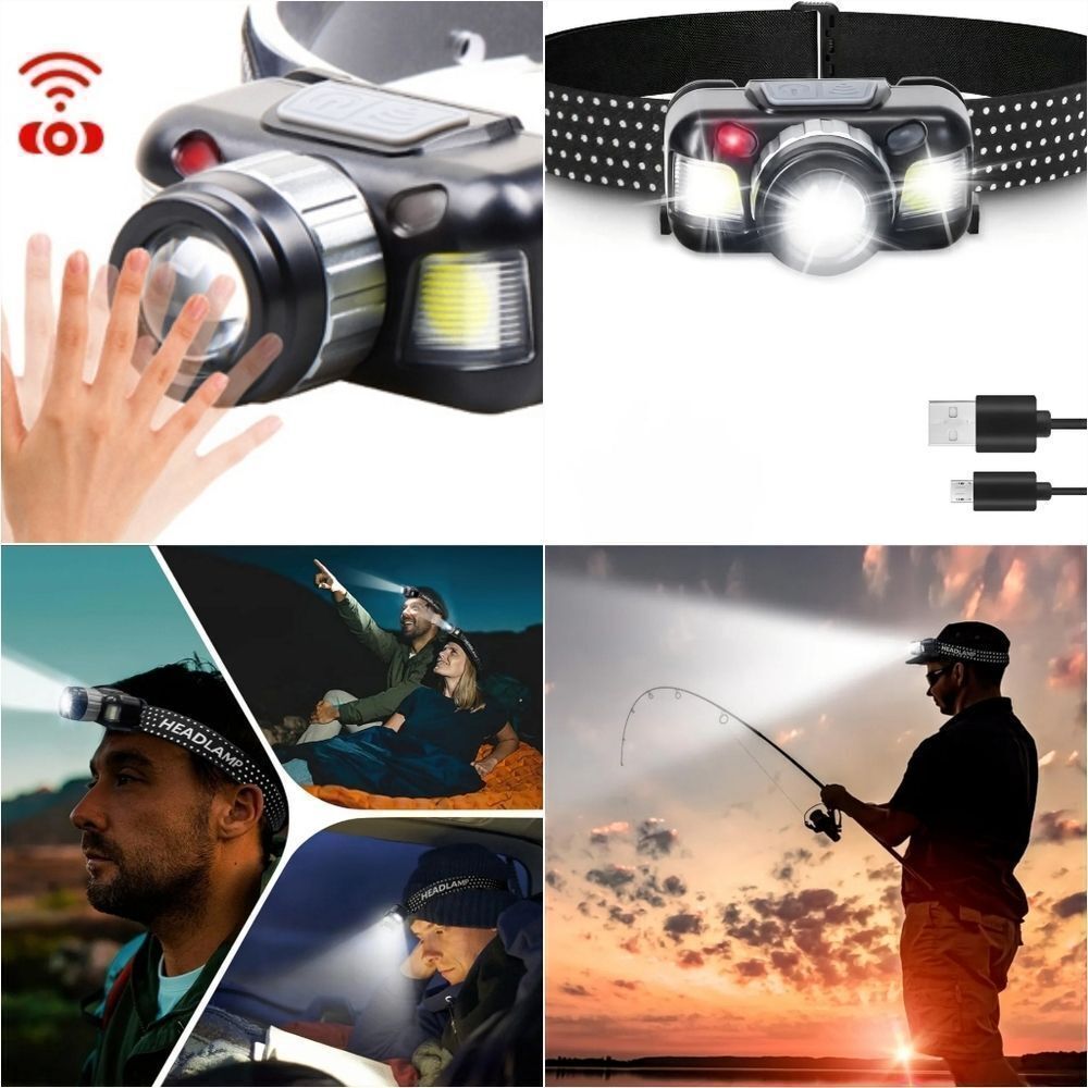 🔹️NIB Black Rechargeable Zooming Sensor Activated Water Resistant LED Headlamp